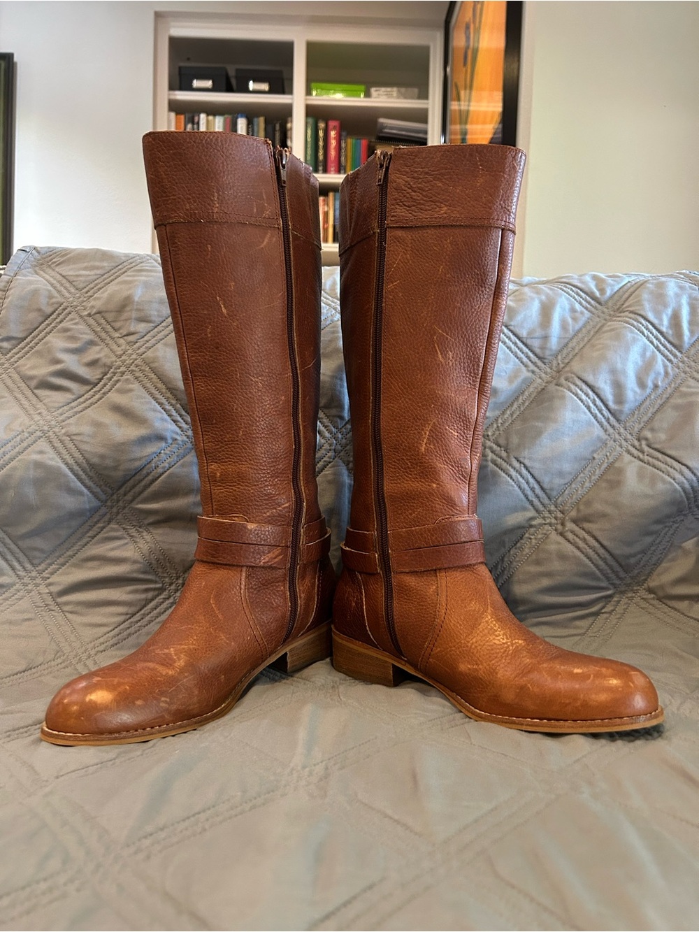 Lands' End Blakely Cognac Leather Riding Boots size 8B